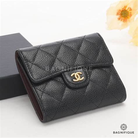 chanel trifold wallet black caviar|2000.